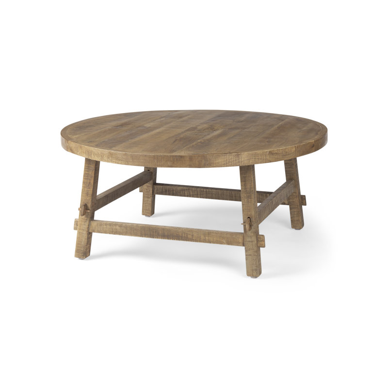 Table basse 4 pieds en bois massif Loleta, H 16 po x L 36 po x l 36 po, Brun moyen