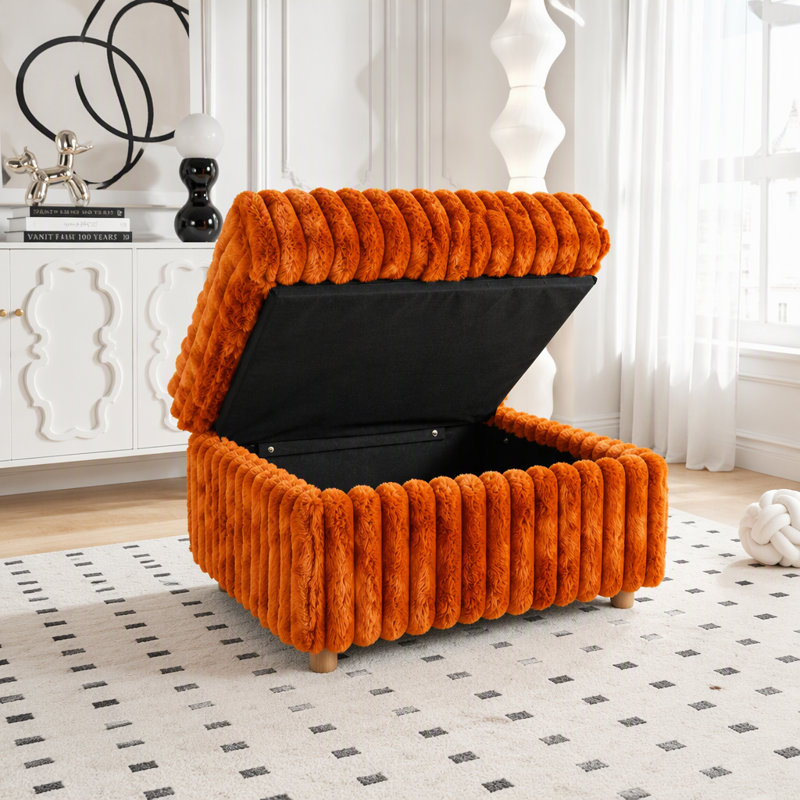 Upholstered 57.48 " Fabric Sofa, Orange