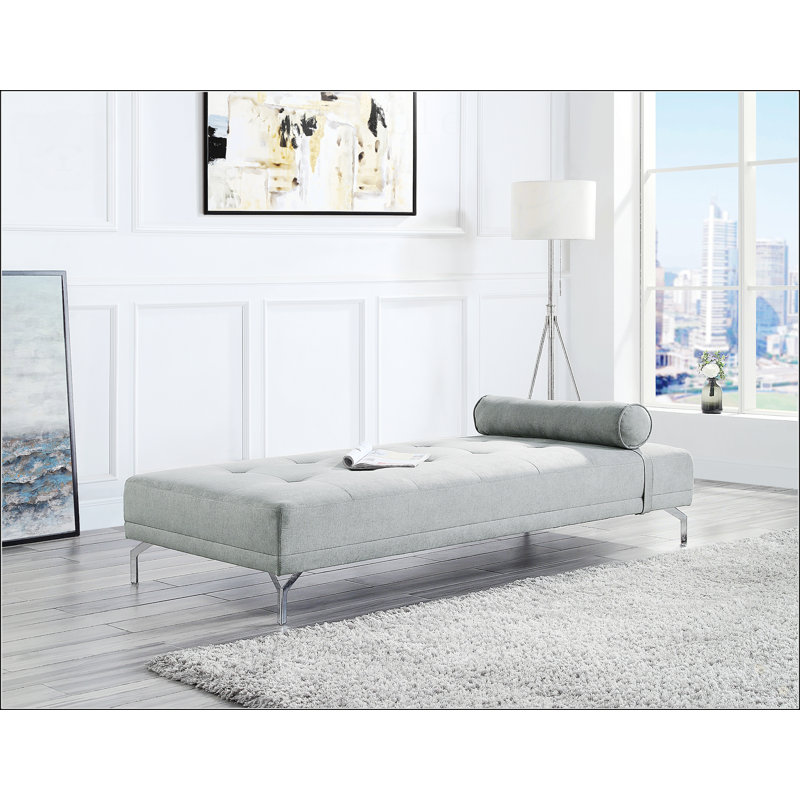 Canapé-lit Quenti avec coussin en velours mélangé gris