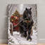 2D Flat 1pc Wood Frame Home Mural Wall Decor, Realistic Winter Black Horse Pulling Christmas Gift Cart, Christmas Decorations.-1173718911