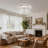 19'' Flush Mount Crystal Ceiling Fan With Light, 7 Blades 6 Speeds for Bedroom Living Room