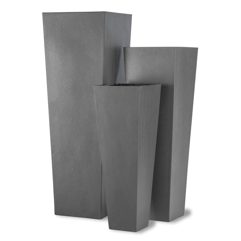 Vrtanes Geo Fibreglass Cachepot, 175cm H x 88cm W x 88cm D, Aluminium