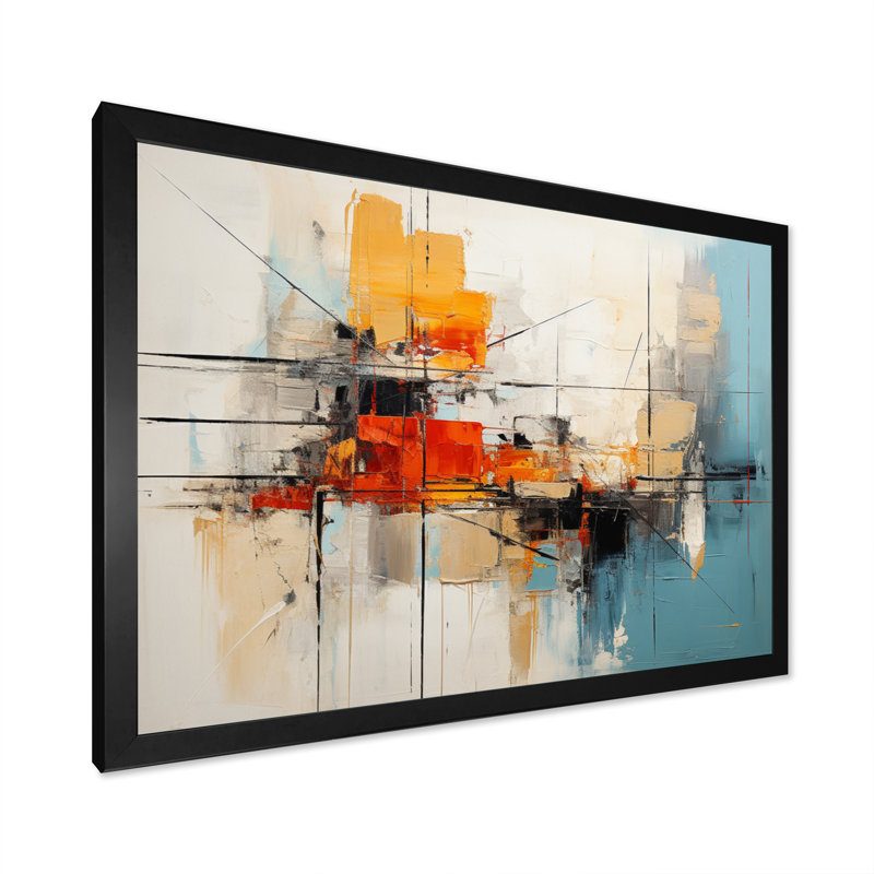 Teal Orange Bold Energy IV - Dams Wall Art, 34" H x 44" W x 1.5" D, Black Single Picture Framed