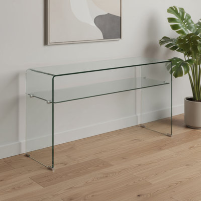 Console 43 "en verre transparent avec tablette