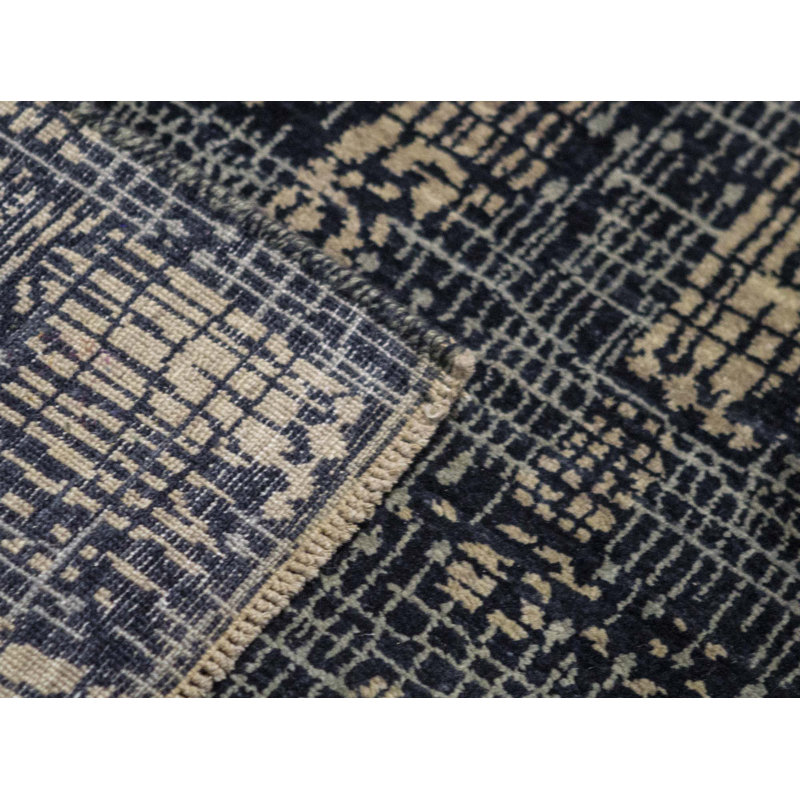 Hand-Knotted High-Quality Charcoal and Beige Area Rug