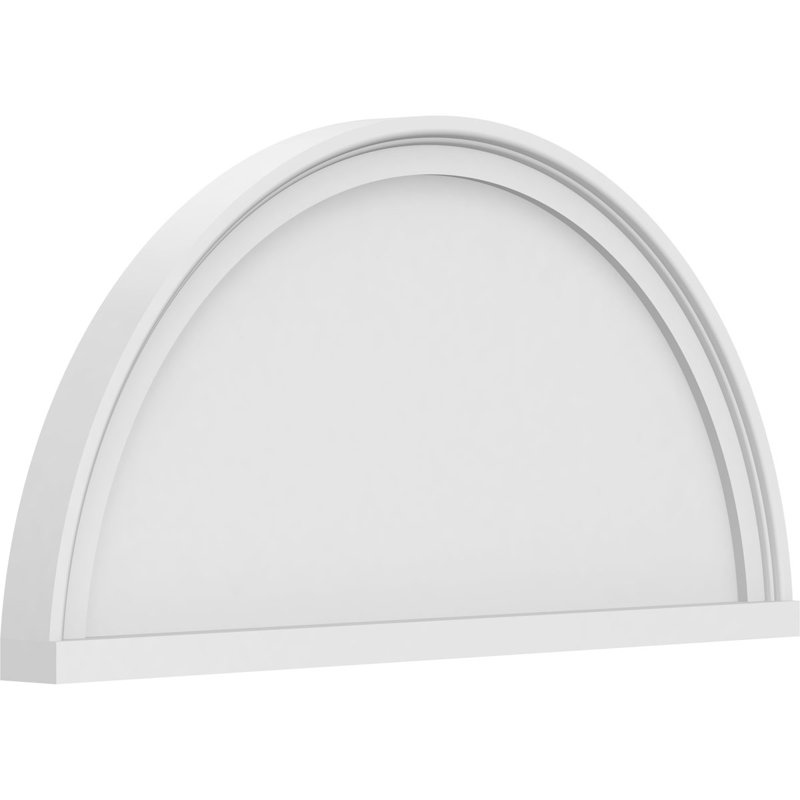 Semi-Circle with Smooth Architectural Grade PVC Pediment, H 14 po x l 28 po x P 2 po