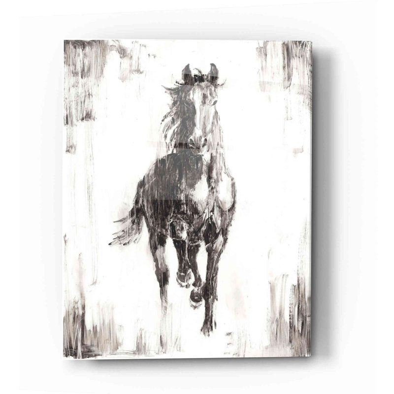 «Rustic Black Stallion I» par Ethan Harper, art mural en verre acrylique, H 16 po x l 12 po x P 0,12 po
