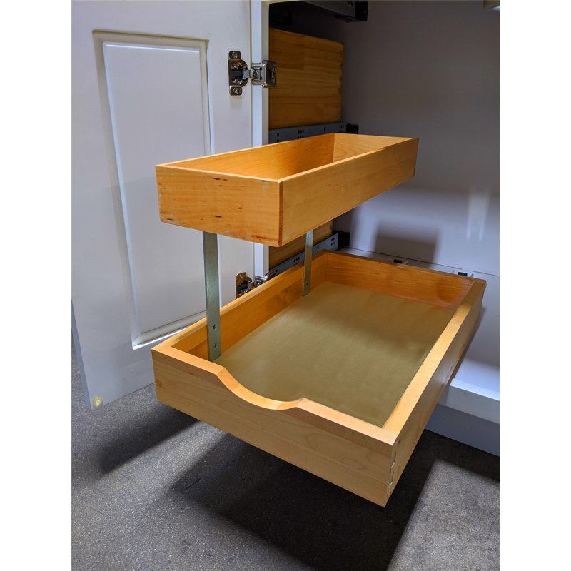 Tablette coulissante à 2 niveaux avec tiroir coulissant (largeur de 12 po) pour les joints de tiroir de meuble-lavabo