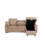 Canapé modulaire à 3 places avec plateau porte-gobelet amovible, méridienne de rangement et agencement modulaire, revêtement multifonctionnel en chenille brune, méridienne convertible, plateau à dossier réglable