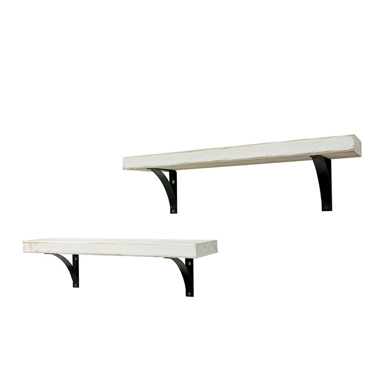 2 Piece Pine Accent Shelf, 7" H x 24" W x 5.5" D, Walnut