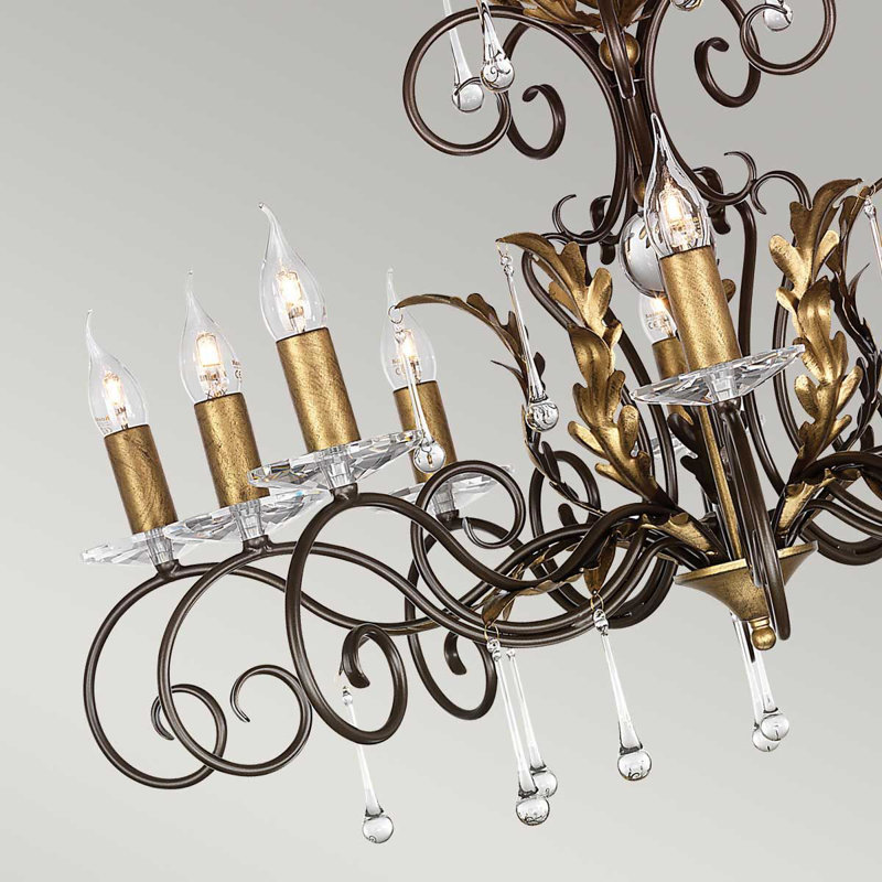 Barcroft 10 - Light Candle Style Chandelier, Bronze/Gold