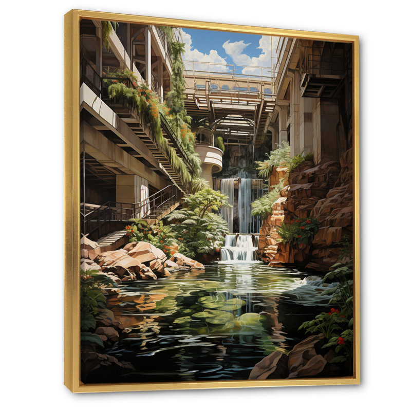 Art mural sur toile Dam, H 32 po x l 24 po x P 1 po, Cadre flottant doré