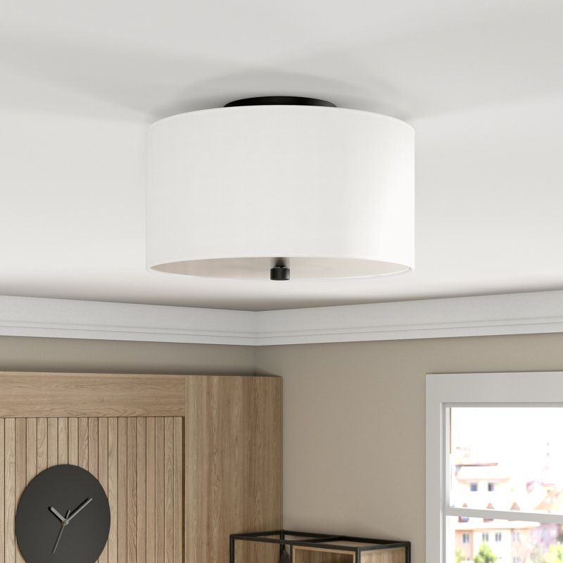 Plafonnier semi-encastré 1 lumière Ellis, H 9,6 po x l 12 po x P 12 po, Noir, noir, noir, noir