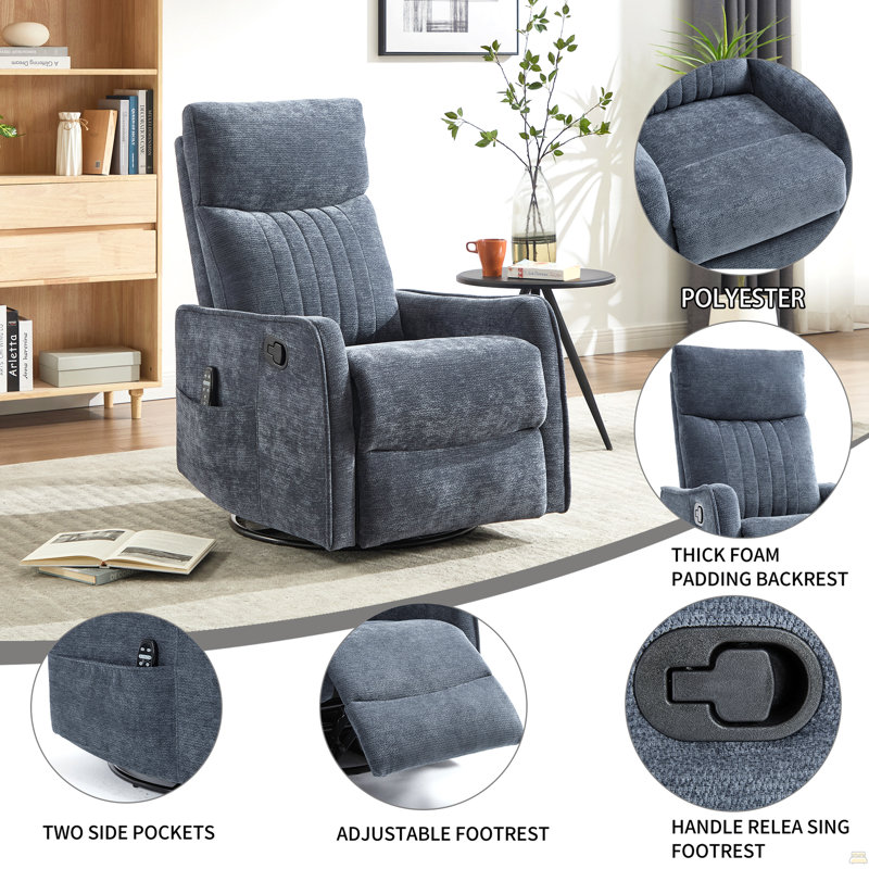 Fauteuil inclinable manuel Blue Massage, Bleu
