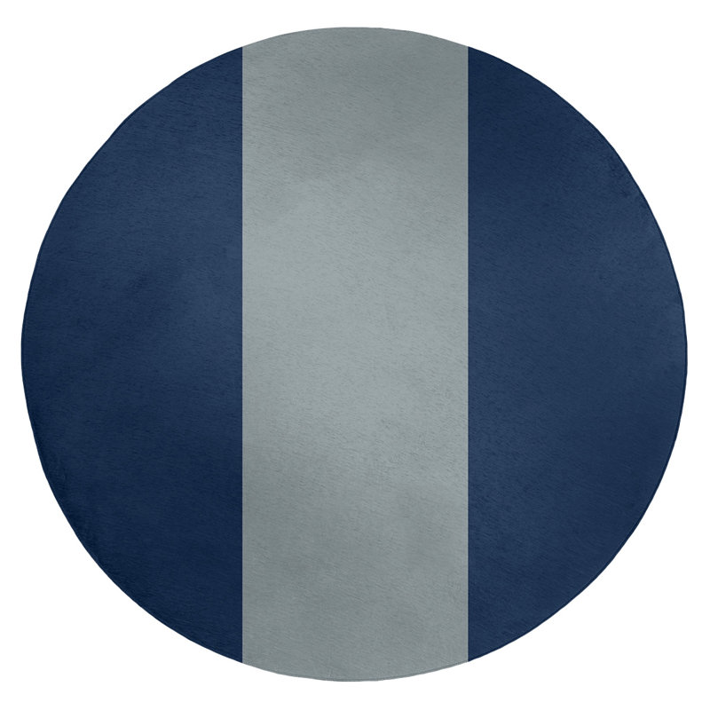 Tapis à rayures en poly-bleu, Rond 5 pi
