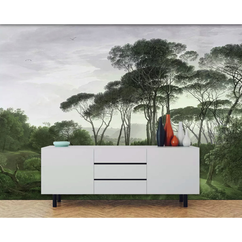 Papier peint à motif de cerfs dans la jungle à peler et coller Carnkirk, l 204 po x L 114 po