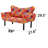 Metal Frame Patchwork Digital Fabric 2-Seat Sleeper Sofa With 14-Level Adjustable Arms