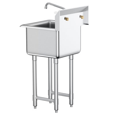 Évier commercial en acier inoxydable 18 "X41" avec noyau de valve en céramique et fuite - caractéristique de prévention, structure robuste en rouille à robinet à 360 ° 11 gallons,