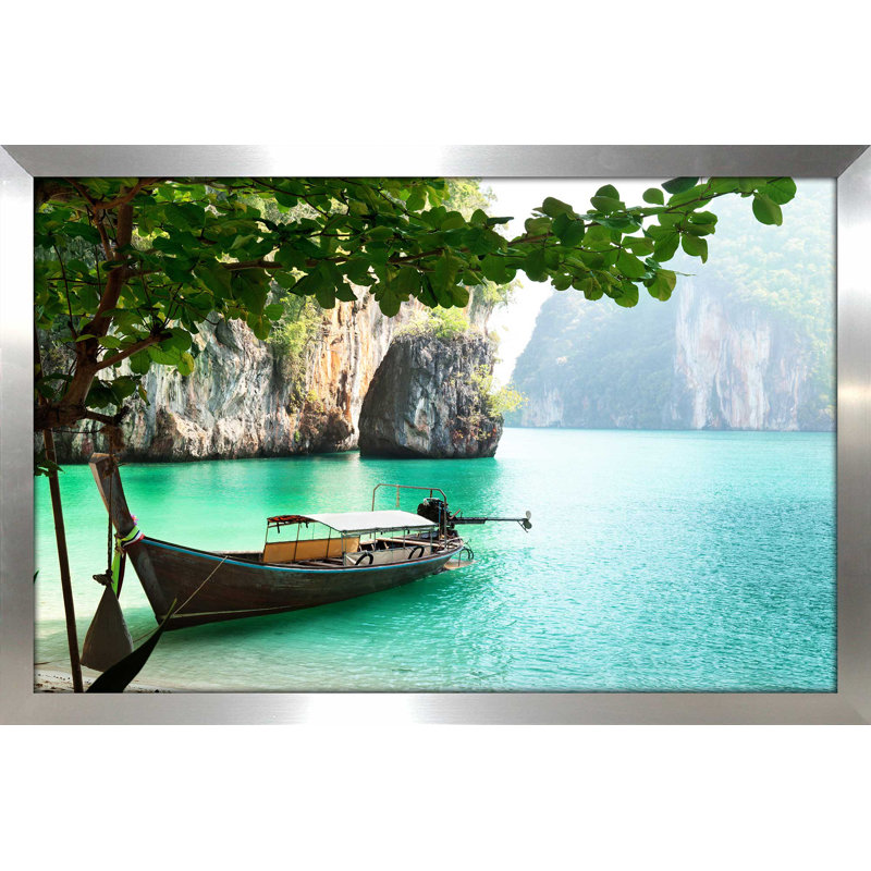 «Hidden Phi Phi Island Thailande», reproduction de photo encadrée, H 33,5 po x l 49,5 po x P 1 po, Encadrement argenté