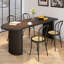 Table de salle à manger noire demi-cercle en bois massif-877973252