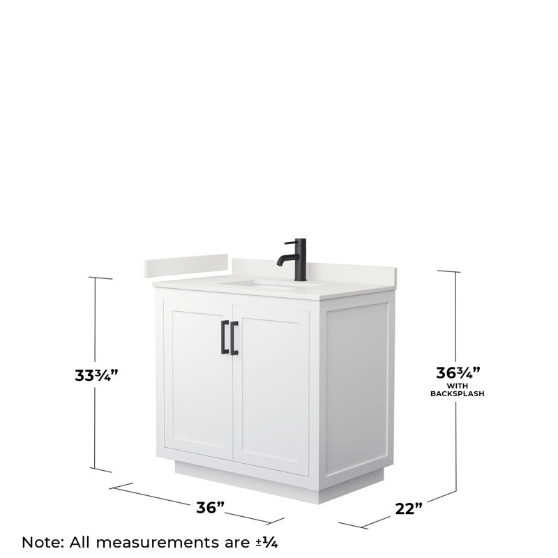 Miranda 36" White Freestanding Single Bathroom Vanity with Quartz Top