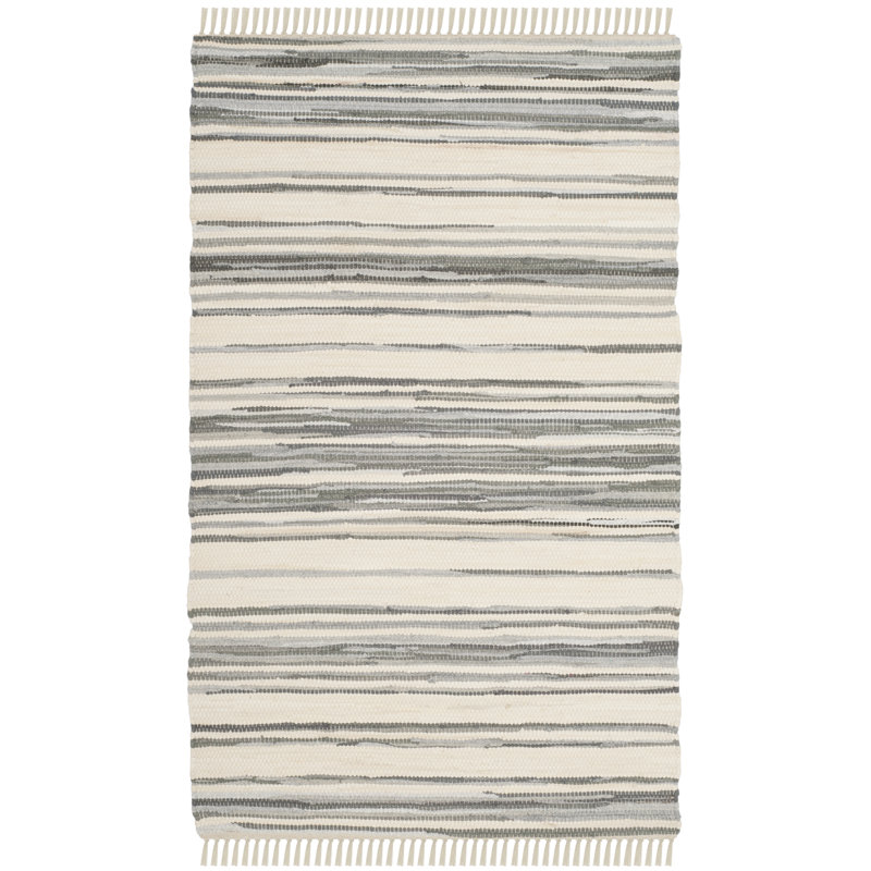 Tapis abstrait en coton tissé à la main Fales Rag, Rectangle 2 pi 6 po x 4 pi