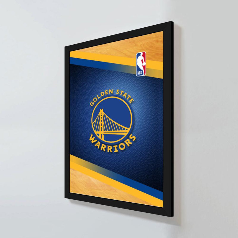 Art mural Golden State Warriors NBA, H 36 po x l 24 po, Acrylique encadré, Noir