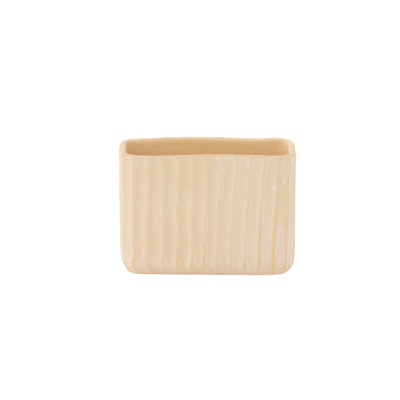 Cement Tall Rectangle Pot Painted Finish Beige-6.50"H