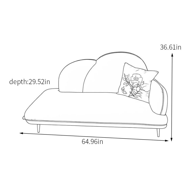 Chaise longue confortable en bois massif, Accoudoir à droite (vu de face)