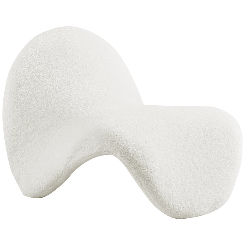 Theodore 31.5" W Slipper Chair, Cream Faux Shearling