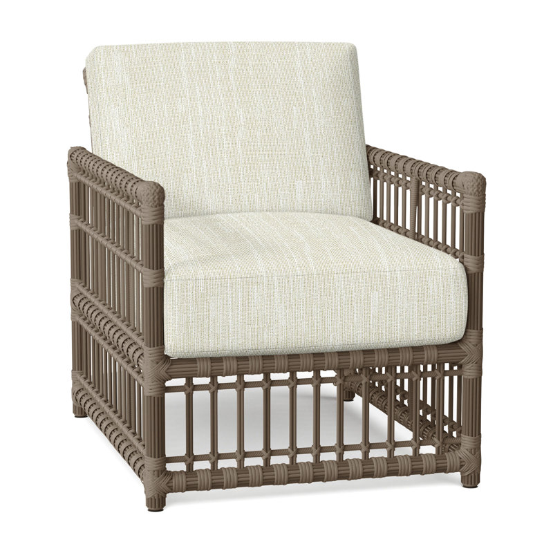 Newport Arm Chair with Cushions, No Welt, Rollo Cream, Newport #66 Burlap