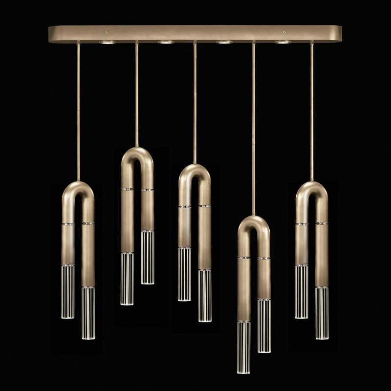 Luminaire suspendu linéaire 51,5 po Antonia, Feuille d'or / nickel