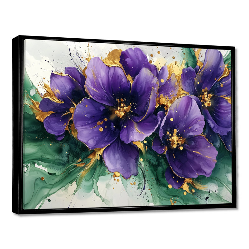 Derbyshire - Violets, art mural, Noir, H 12 po x l 20 po, Impression encadrée flottante