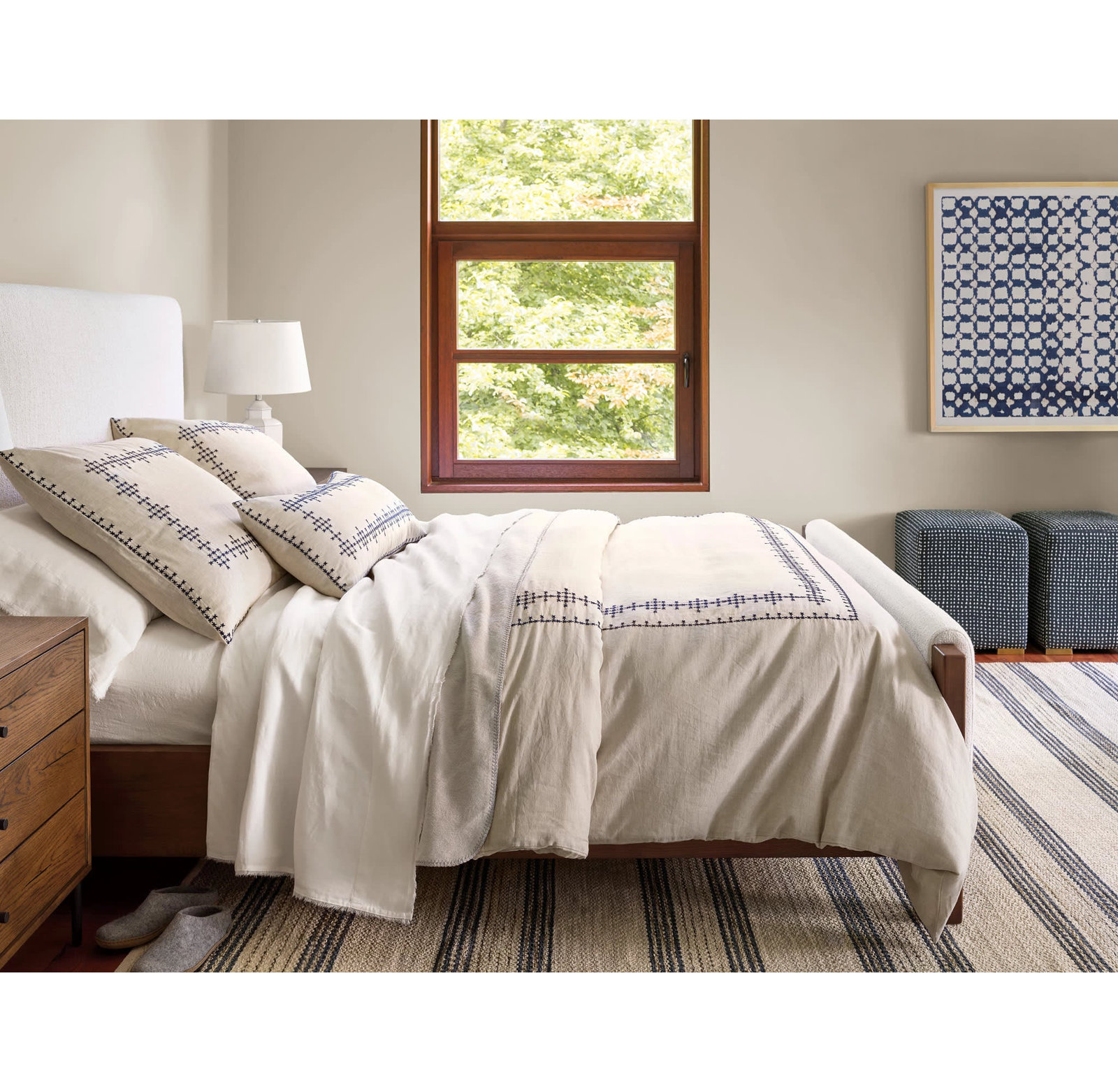 Faro Fleece Natural Blanket, Full/Queen Blanket, Gray