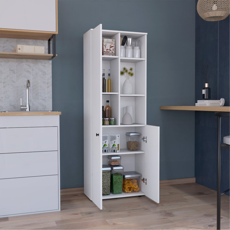 Garde-manger avec armoire de rangement haute de 67 pouces avec trois portes et trois tablettes extérieures Konik