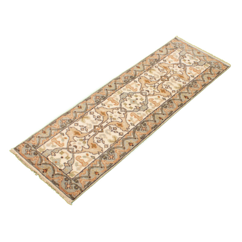 Tapis de couloir en laine noué à la main de conception unique noué à la main New Age 2 pi 8 po x 7 pi 11 po Tapis décoratif beige/gris clair