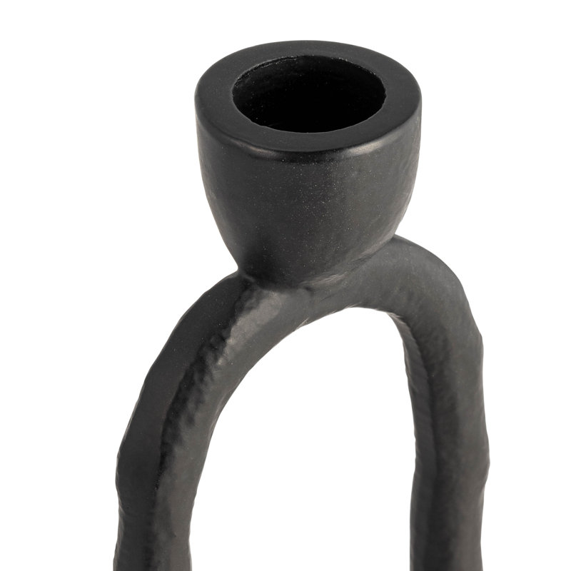 Oval Ring Taper Candle Holder, Black, 7" H x 3" W x 3" D