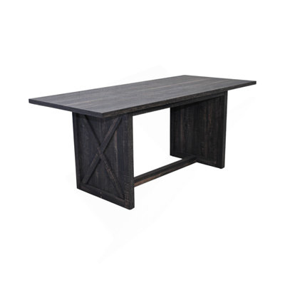 Grande table de salle à manger 70,87 "pour 6 à 8 personnes, table de salle à manger rectangulaire en bois rustique avec X pieds solides pour la salle à manger et le salon, gris