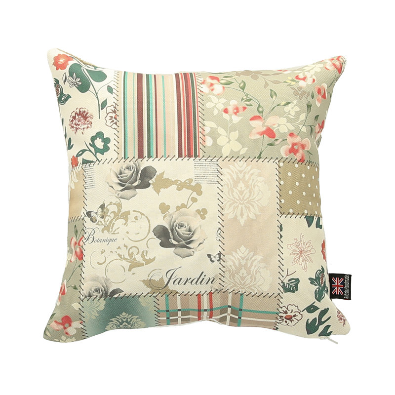 Chateau Patchwork Square Cushion, 43cm x 43cm, Beige