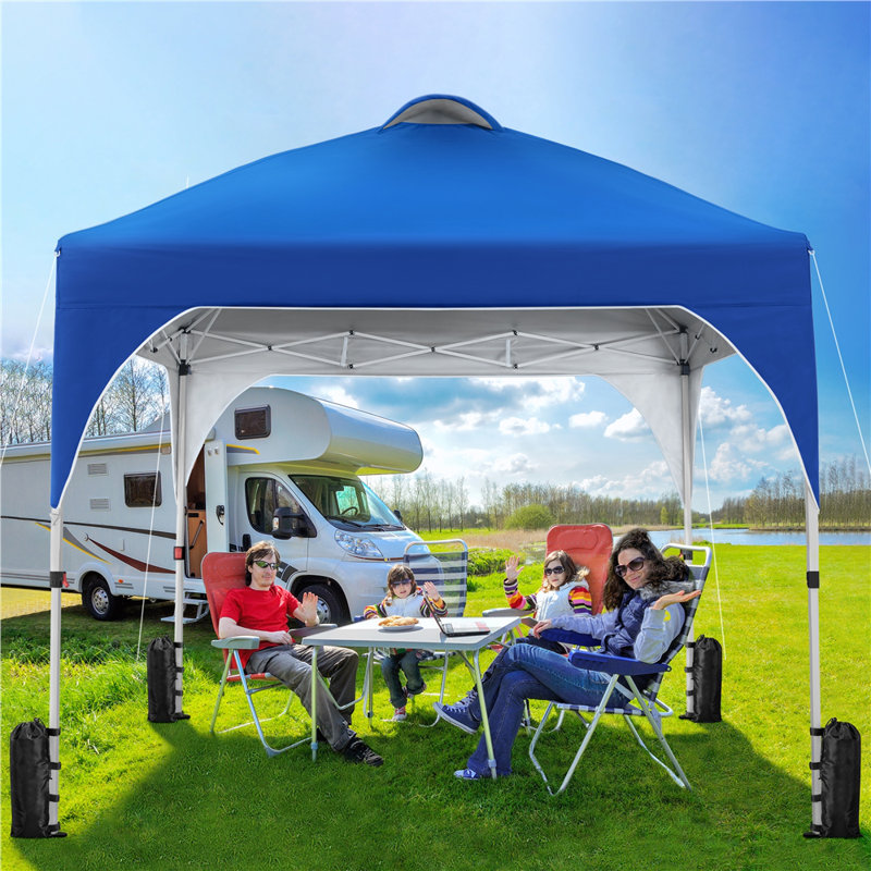 8 Ft. W X 8 Ft. D Heavy Duty Outdoor Steel Pop-Up Canopy Tent, Blue