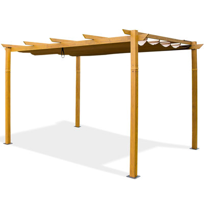Pergola en aluminium avec auvent et système magnétique - Améliorez votre vie en plein air en barbecue, fête, mariage, patio, cour, terrasse, auvent rétractable de jardin. 13 pi x 9 pi, 98 lb Décoloration et résistance.