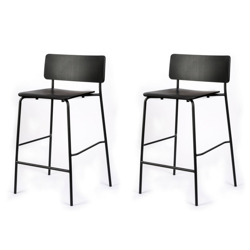 Mia Counter Stool with Metal Frame, Bar Stool (29.5" Seat Height), Black