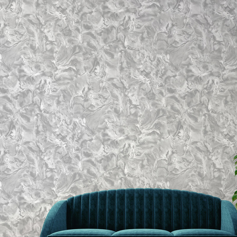 Bedias 10.05m x 53cm Textured Glitter Wallpaper Roll, Silver