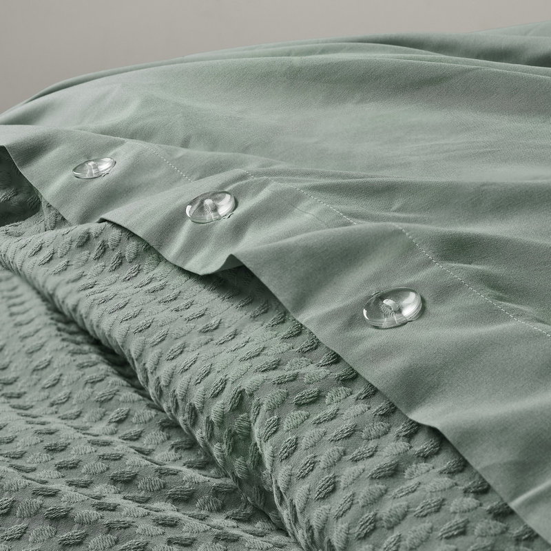 Ensemble de housse de couette texturée Mina Waffle Weave, Housse de couette simple / simple TG + 1 taie déc, Vert sauge