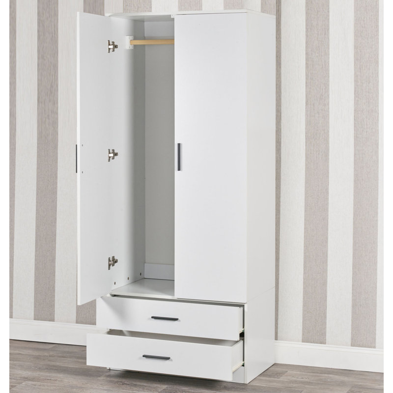 Gianpietro 2 Door Manufactured Wood Wardrobe, White
