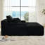 Grand canapé-lit désossé, tissu en velours côtelé moelleux, rembourrage en mousse + à ressorts, porte-gobelet et coussins décoratifs, sans assemblage, certifié GCC & Prop 65, sécuritaire et écologique, noir-129124315