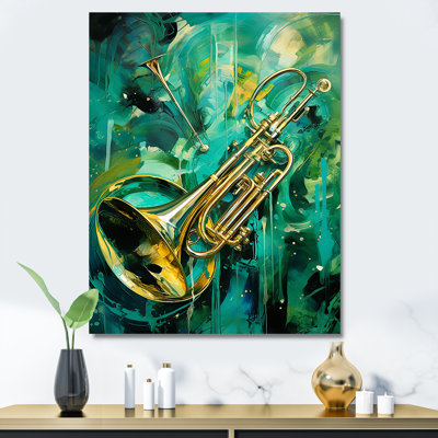 «Trombone Tribute Jazzed Jade III», reproduction d'art sur toile