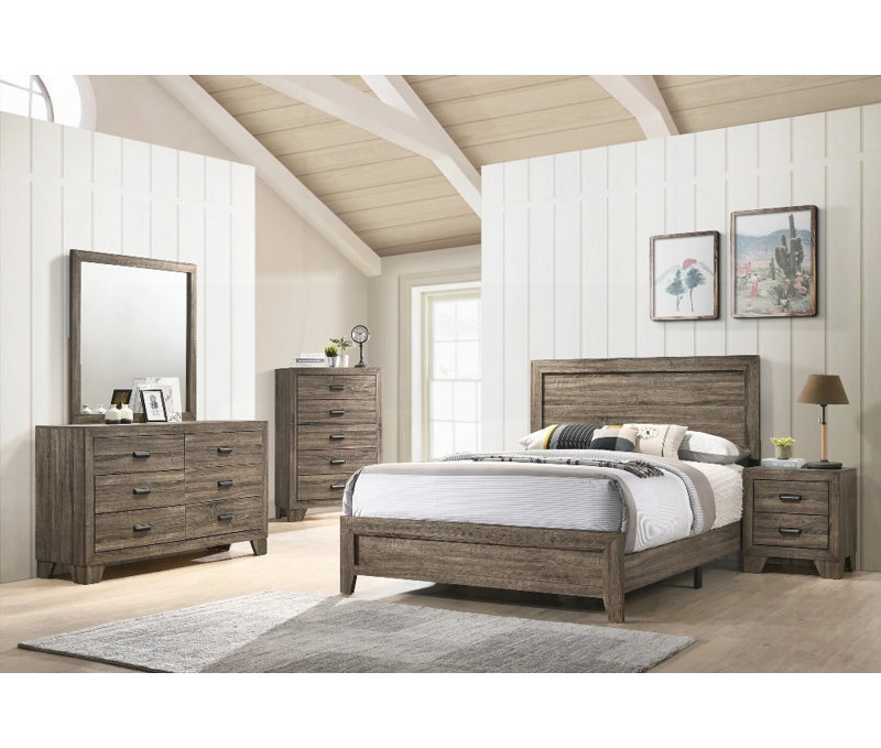 Très grand lit à panneau gris en tissu de finition grise 1pc avec dimensions H 84 x 78,1 x 49,6 po, aucun sommier requis, solide et durable