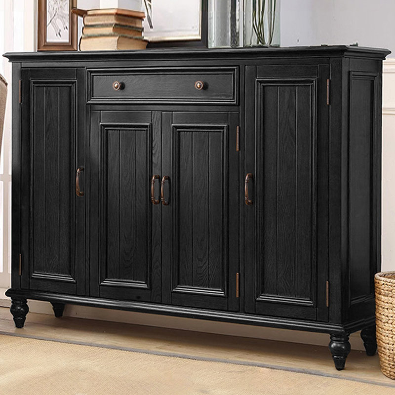 Black Solid Wood Shoe Storage Bench, 43.31" H x 55.12" W x 15.75" D