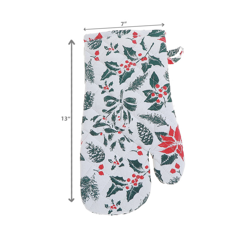 Ensemble de 2 gants de coton en coton (Mistletoe Poinsettia)